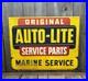 Vintage-50s-AUTO-LITE-Service-Parts-MARINE-SERVICE-Ford-Embossed-Sign-WOW-01-zw