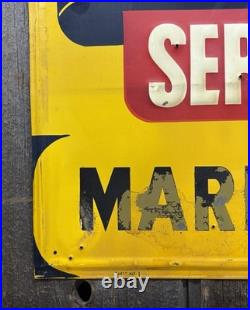 Vintage 50s AUTO-LITE Service Parts MARINE SERVICE Ford Embossed Sign WOW