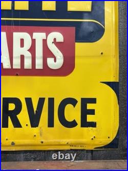 Vintage 50s AUTO-LITE Service Parts MARINE SERVICE Ford Embossed Sign WOW