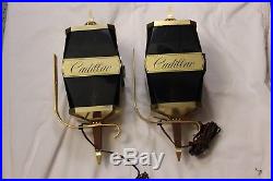 Vintage 60-70 Lighted Cadillac Car Advertisement Wall Signs Sconces