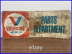 Vintage 60s Valvoline Motor Oil Parts Department Steel Sign-Nostalgic Auto Decor