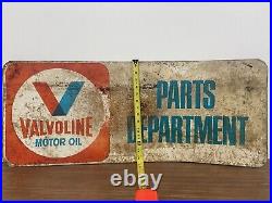 Vintage 60s Valvoline Motor Oil Parts Department Steel Sign-Nostalgic Auto Decor