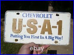 Vintage 60s original Chevy GM promo USA-1 license plate accessory Nova ss Camaro