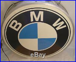 Vintage 70s BMW 24 automobile Motorcycle Double Sided Lighted Dealer Sign NPI