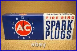 Vintage AC Delco Fire Ring Spark Plugs Light Up Clock Sign Dealer Dealership