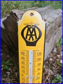 Vintage Aa Garage Thermometer Metal Porcelain Sign Car Gas Oil Truck 12
