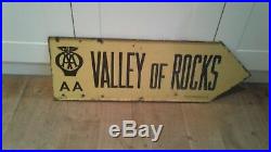 Vintage Aa Valley Of Rocks Enamel Automobilia Sign Original Franco D/s