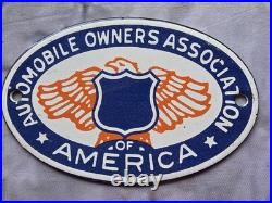 Vintage Aaa Automobile Owners Association Of America Porcelain Sign