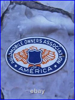 Vintage Aaa Automobile Owners Association Of America Porcelain Sign