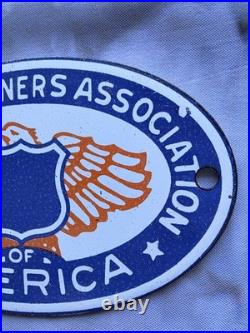Vintage Aaa Automobile Owners Association Of America Porcelain Sign