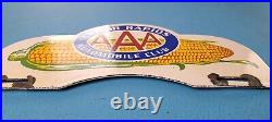 Vintage Aaa Automobile Porcelain Gas Pump Plate Sign Ad License Plate Topper