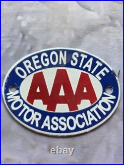 Vintage Aaa Oregon Automobile Owners Association Of America Porcelain Sign. 3×4