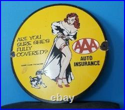 Vintage Aaa Porcelain Gas Automobile Insurance Service Station Pump Plate Sign