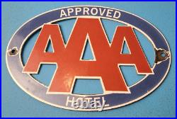Vintage Aaa Porcelain Hotel Gas Automobile Dealer Roadside Service Pump Sign