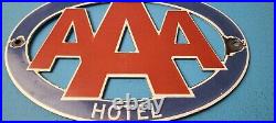 Vintage Aaa Porcelain Hotel Gas Automobile Dealer Roadside Service Pump Sign