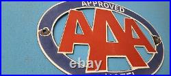 Vintage Aaa Porcelain Hotel Gas Automobile Dealer Roadside Service Pump Sign