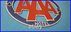 Vintage Aaa Porcelain Hotel Gas Automobile Dealer Roadside Service Pump Sign