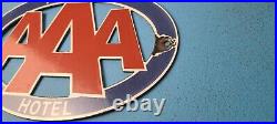 Vintage Aaa Porcelain Hotel Gas Automobile Dealer Roadside Service Pump Sign