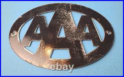 Vintage Aaa Porcelain Hotel Gas Automobile Dealer Roadside Service Pump Sign