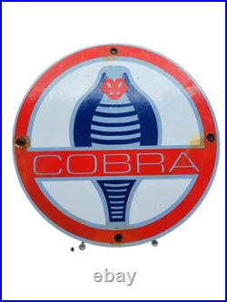 Vintage Ac Cobra Porcelain Sign V8 Motor Shelby Automobile Sport Car Dealer 12