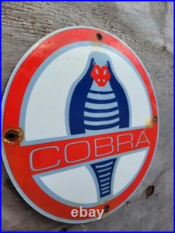 Vintage Ac Cobra Porcelain Sign V8 Motor Shelby Automobile Sport Car Dealer 12