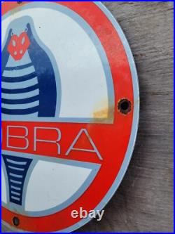 Vintage Ac Cobra Porcelain Sign V8 Motor Shelby Automobile Sport Car Dealer 12