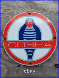 Vintage Ac Cobra Porcelain Sign V8 Motor Shelby Automobile Sport Car Dealer 12