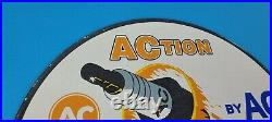 Vintage Ac Spark Plugs Porcelain Delco Gas Auto Mechanic Service Pump Plate Sign