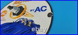 Vintage Ac Spark Plugs Porcelain Delco Gas Auto Mechanic Service Pump Plate Sign