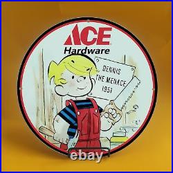 Vintage Ace Hardware Gasoline Porcelain Gas Service Station Auto Pump Plate Sign
