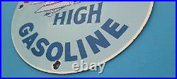 Vintage Ace High Gasoline Porcelain Gas Motor Oil Service Station Pump Auto Sign