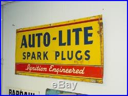 Vintage Advertising Auto Lite Spark Plugs Sign, Car Gas Oil, Original