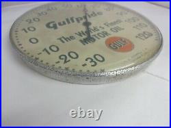 Vintage Advertising Gulf Pride Oil Auto Round Thermometer Garage Store M-501