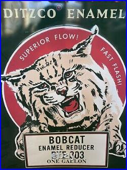 Vintage Advertising Metal Sign Ditzler Automotive Bobcat Enamel Gas Oil Car