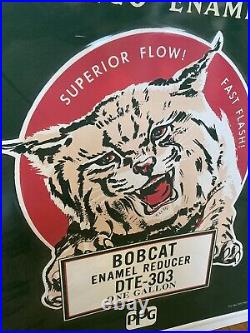 Vintage Advertising Metal Sign Ditzler Automotive Bobcat Enamel Gas Oil Car