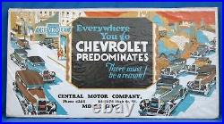 Vintage Advertising Sign for Chevrolet Dealership Central Motor Company