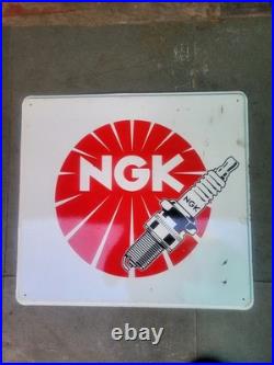 Vintage Advertising Tin Sign Ngk Plug Motor Automobile Sign Not Porcelain 1960