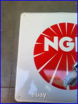 Vintage Advertising Tin Sign Ngk Plug Motor Automobile Sign Not Porcelain 1960