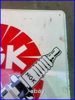 Vintage Advertising Tin Sign Ngk Plug Motor Automobile Sign Not Porcelain 1960