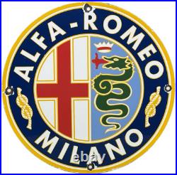 Vintage Alfa Romeo Porcelain Dealership Sign Gas Oil Fiat Giulia Stelvio Car