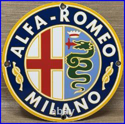 Vintage Alfa Romeo Porcelain Dealership Sign Gas Oil Fiat Giulia Stelvio Car