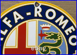Vintage Alfa Romeo Porcelain Dealership Sign Gas Oil Fiat Giulia Stelvio Car