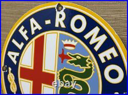 Vintage Alfa Romeo Porcelain Dealership Sign Gas Oil Fiat Giulia Stelvio Car