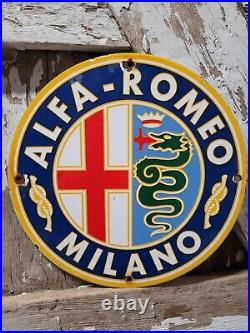 Vintage Alfa Romeo Porcelain Sign Italian Automobile Car Dealer Gas Oil Garage
