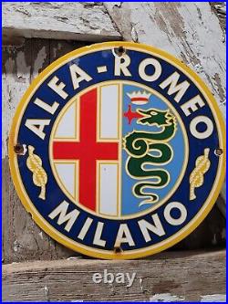 Vintage Alfa Romeo Porcelain Sign Italian Automobile Car Dealer Gas Oil Garage