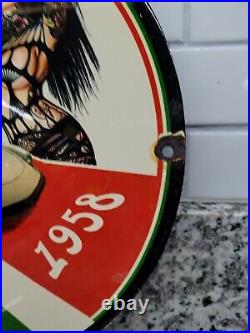 Vintage Alfa Romeo Porcelain Sign Italian Automobile Car Dealer Gas Oil Italy