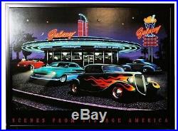 Vintage America LED Light Up Picture Wall Art 1950s Muscle Car And Diner Scene