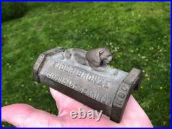 Vintage American Brake Shoe Company Tiger Bronze Paperweight Auto Train Aircraft