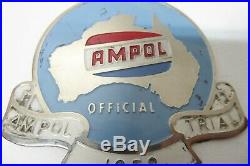 Vintage Ampol Gas Oil Australia 1958 Enamel Chrome Car Badge Official Trial
