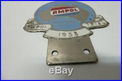 Vintage Ampol Gas Oil Australia 1958 Enamel Chrome Car Badge Official Trial